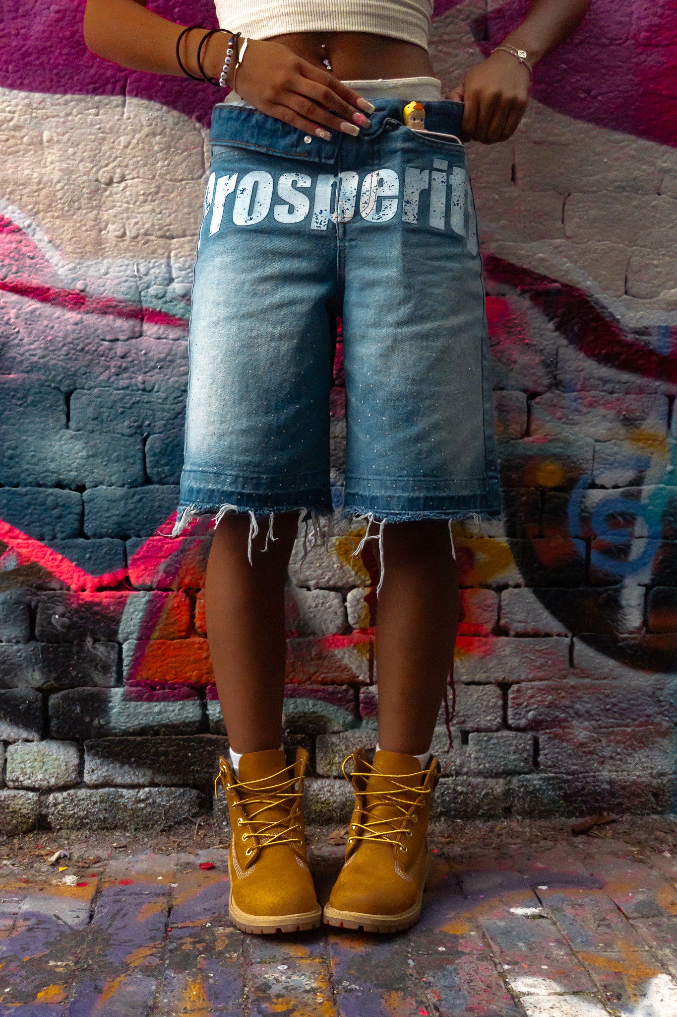 prosperity ''rhinestone denim'' jorts