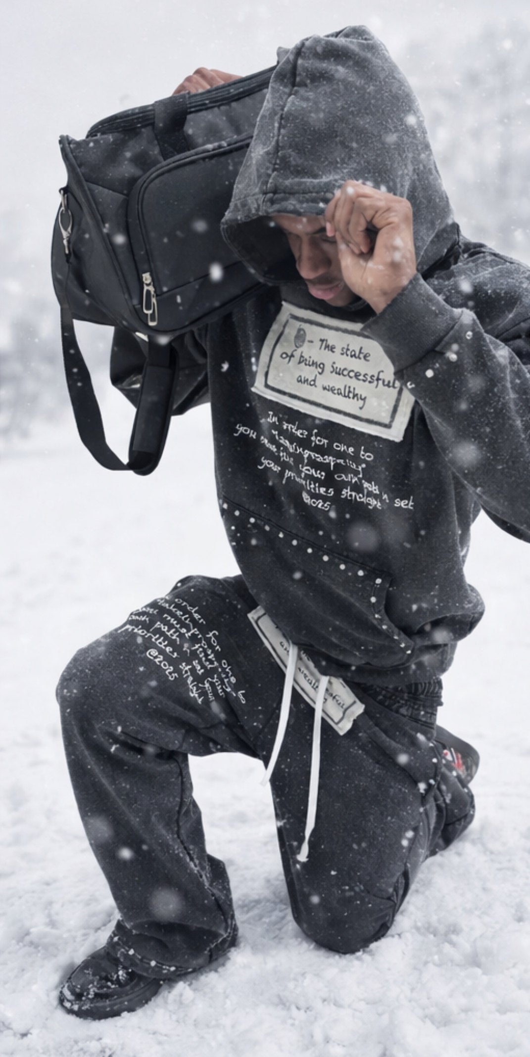 Double waisted rhinestone sweatpants